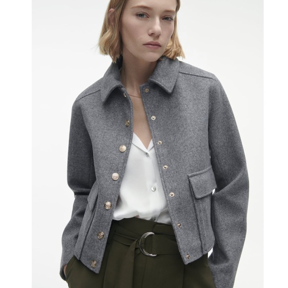 NWT Zara gold button soft touch jacket gray - Picture 4 of 10